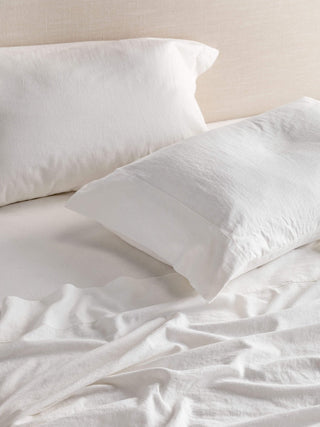 Avenue White Linen & Cotton Sheet Set