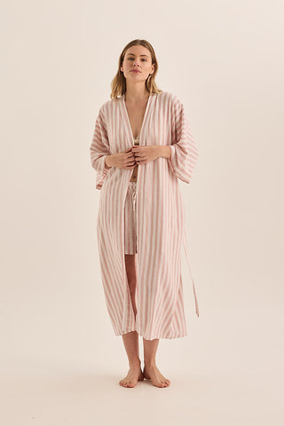 Sunny Stripe Linen Robe