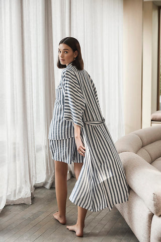 Sunny Stripe Linen Robe