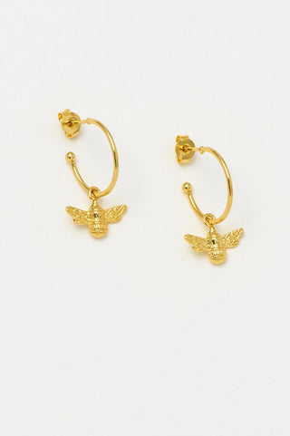 Bee Drop Hoop Earrings