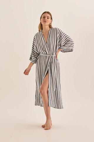 Sunny Stripe Linen Robe