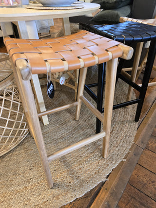 Lance Woven Leather Stool