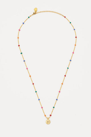 Estella Bartlett Cz Pendant Rainbow Beaded Necklace