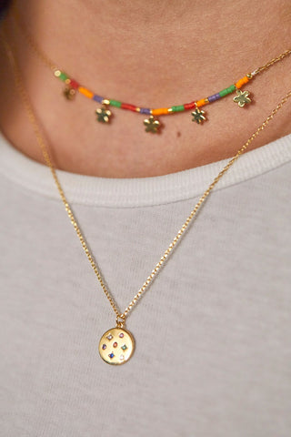 Estella Bartlett Rainbow CZ Coin Necklace