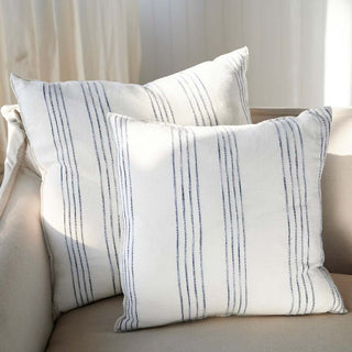 Rock Pool Linen Cushion White/Navy