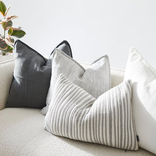 Myra Cushion -Slate/White Stripe