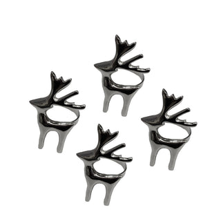 Reindeer Napkin Ring 4pk Silver