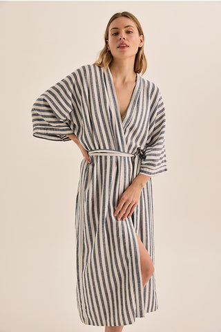 Sunny Stripe Linen Robe