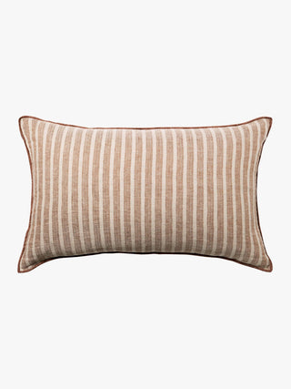 Ava Toffee Stripe Pure Linen Rectangle Cushion