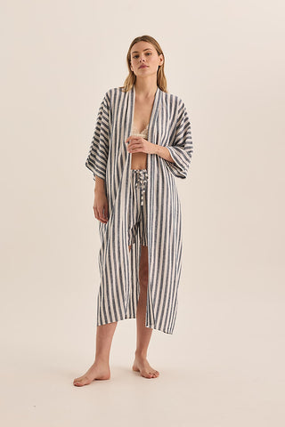 Sunny Stripe Linen Robe