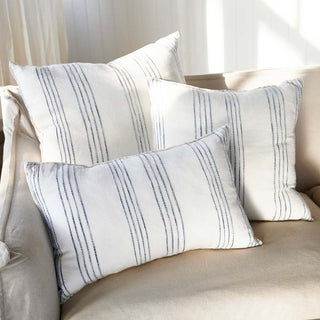 Rock Pool Linen Cushion White/Navy